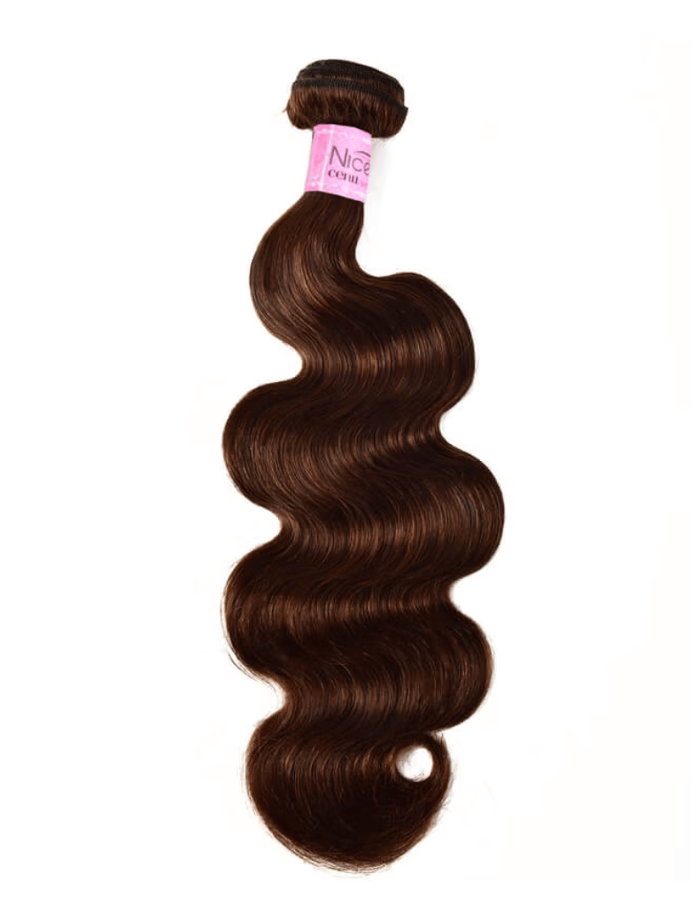 The UNice Rare Human Hair Weave #4 Body Wave & Straight Hair Bundles 1 Bundle Deal image highlights NIce, cen, body wave hair extensions and body wave texture, straight.