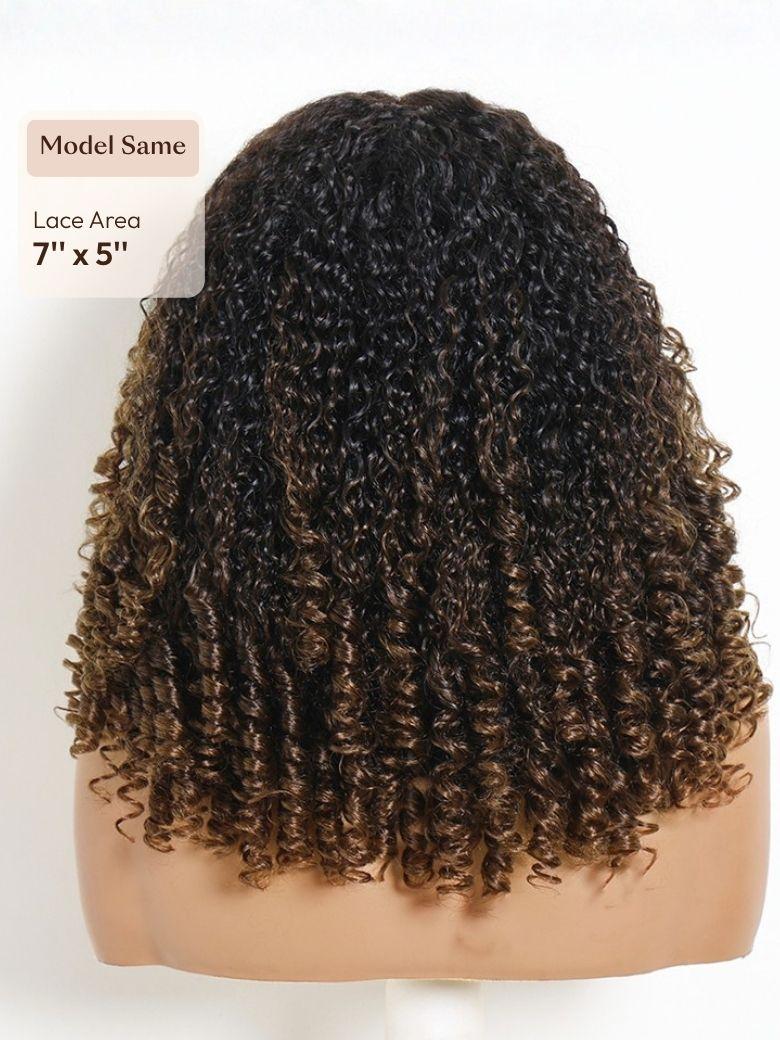 UNice Chestnut Brown Ombre Burmese Curly With Finger Coil Ends Wig Bye-Bye Slip™ 7×5 Lace Closure Glueless Glam-Ready Dimensional Curls Effortless Glam