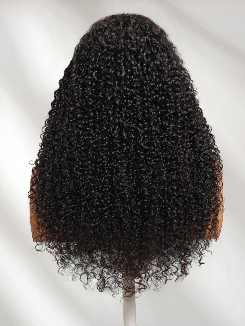 The UNice 7x5 Bye Bye Knots 150% Density Jerry Curly Wig With Bleached Invisible Knots product image shows a wig with curly hair on a white background and jerry curl.