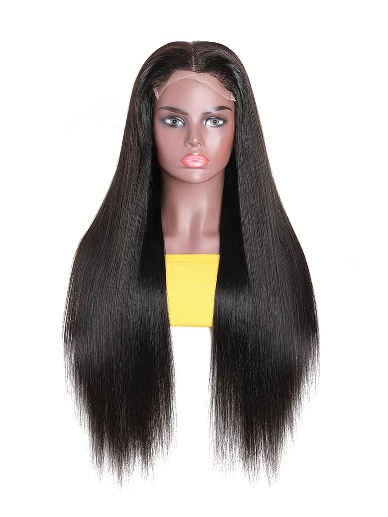 The UNice 26"-40" 180% Density HD Lace 5x5 Closure Skin Melt Perfect Hairline Glueless image highlights LO, a wig with long hair on a mann and straight texture, 5x5.