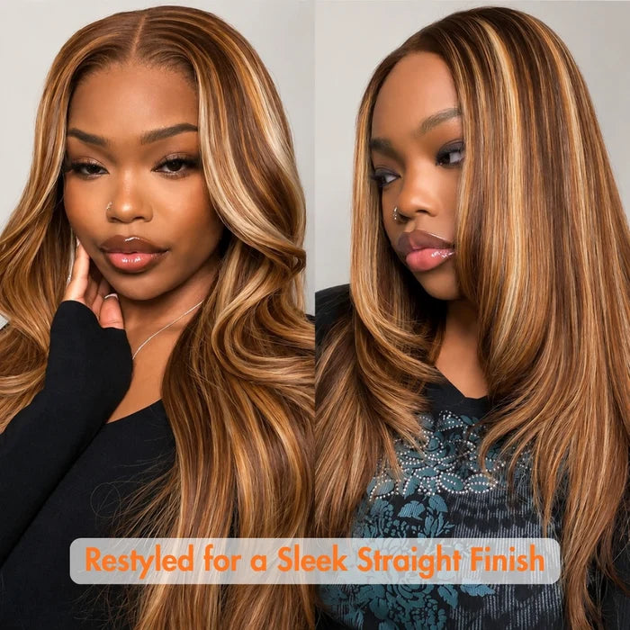 Highlight Color 13x4 Transparent Lace Body Wave 100% Human Hair Wig 180 Density
