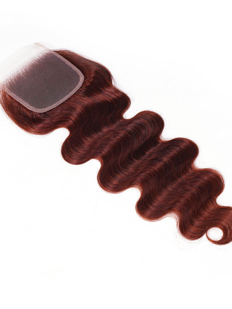 The UNice Dark Auburn Body Wave Remy Human Hair 4x4 Free Part Closure product image shows body wave closure closure closure closure closure closure closure closure.