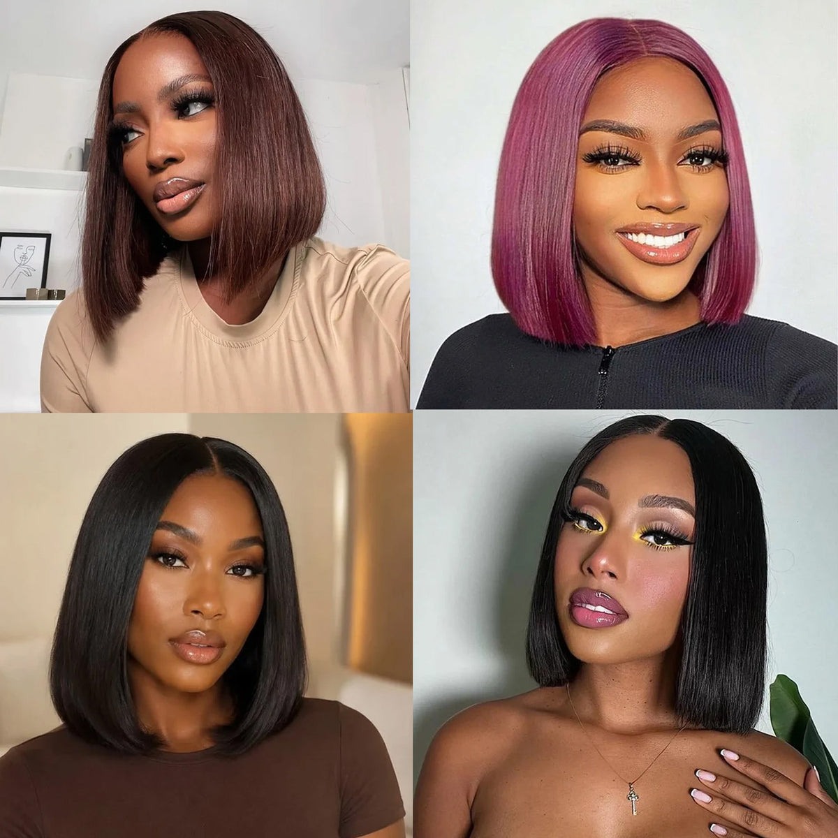 Put On and Go Realistic Glueless Straight Bob Lace Wig 100% Human Hair Pre Plucked Hairline 180% Density