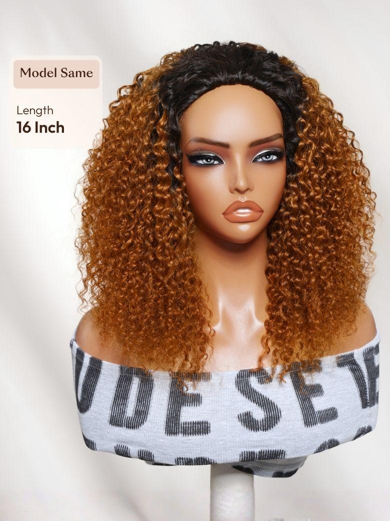 UNice Copper Ombre Curly Half Wig Flip Over Glam-Ready Dark Roots Beginner-Friendly Daily Styling
