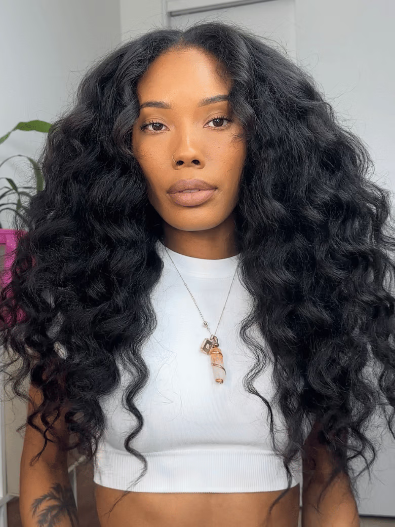 UNice 13x4 Finger Coil Wig & Beginner Friendly Kinky Straight V Part 200% Density Glueless Natural Black Wig