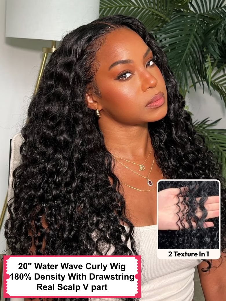 The UNice 20"-24" 13x4/7x5 Lace Yaki Loose Wave/Water Wave Curly/Loose Wave With bangs wig visual image position 5 shows a model with long curly hair wearing a wig |.