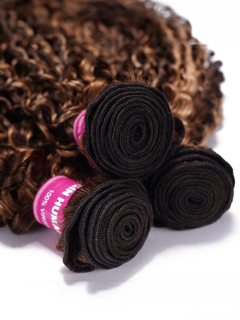 The UNice Trending Curly Hair TL412# Color 3 Pieces Human Hair Weave On Sale product image shows a pile of curly hair and curly texture.