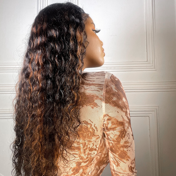 Worth | Gorgeous Blonde Highlights Loose Water Wave 13x4 Frontal HD Lace Free Part Long Wig 100% Human Hair