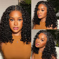 Glueless 4x4 Pre Cut Lace Water Wave Short Bob Wigs 100% Human Hair