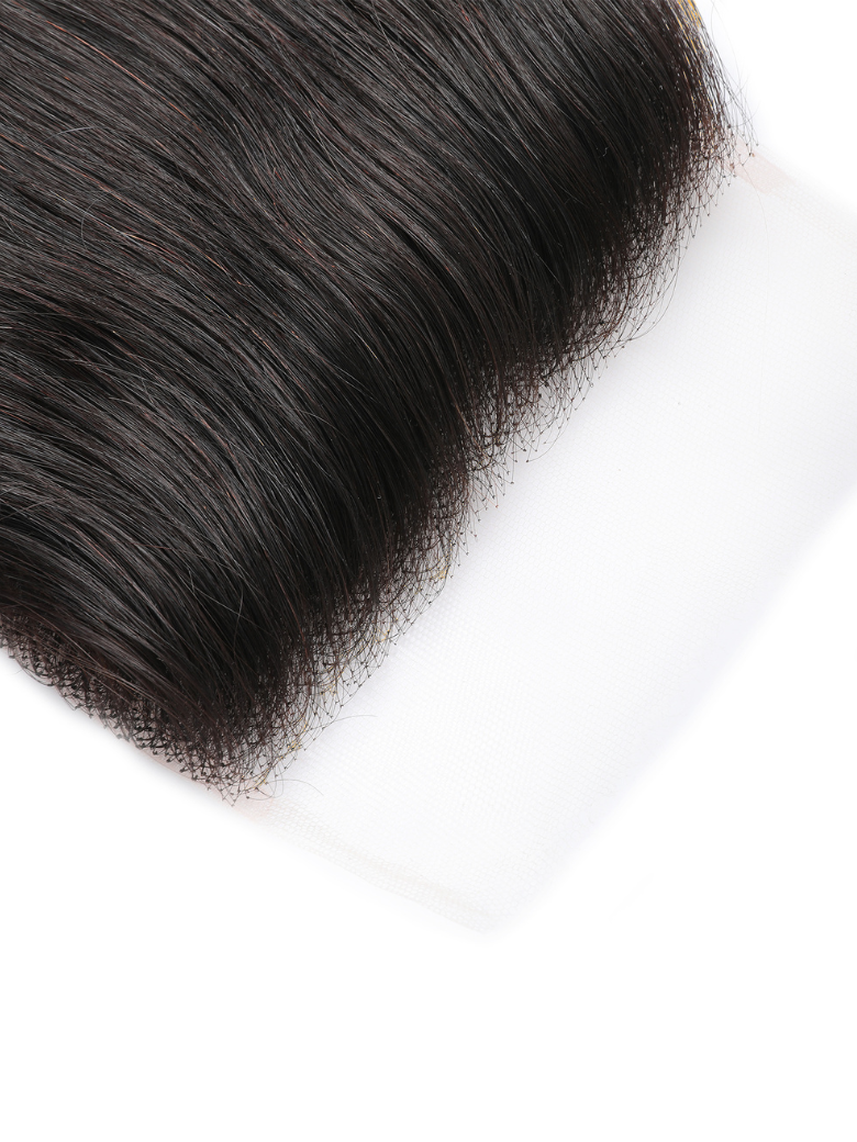 The UNice 5x5 HD Lace Free Part Human Hair Straight Lace Closure product image shows a piece of hair on a white background and straight texture, 5x5, lace finish.
