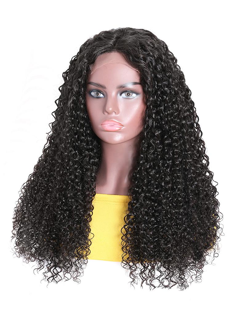 The UNice Middle Part Lace Kinky Curly wig 150% Density Natural Hairline Glueless wig product image shows a wig with curly hair and kinky curly texture, curly texture.