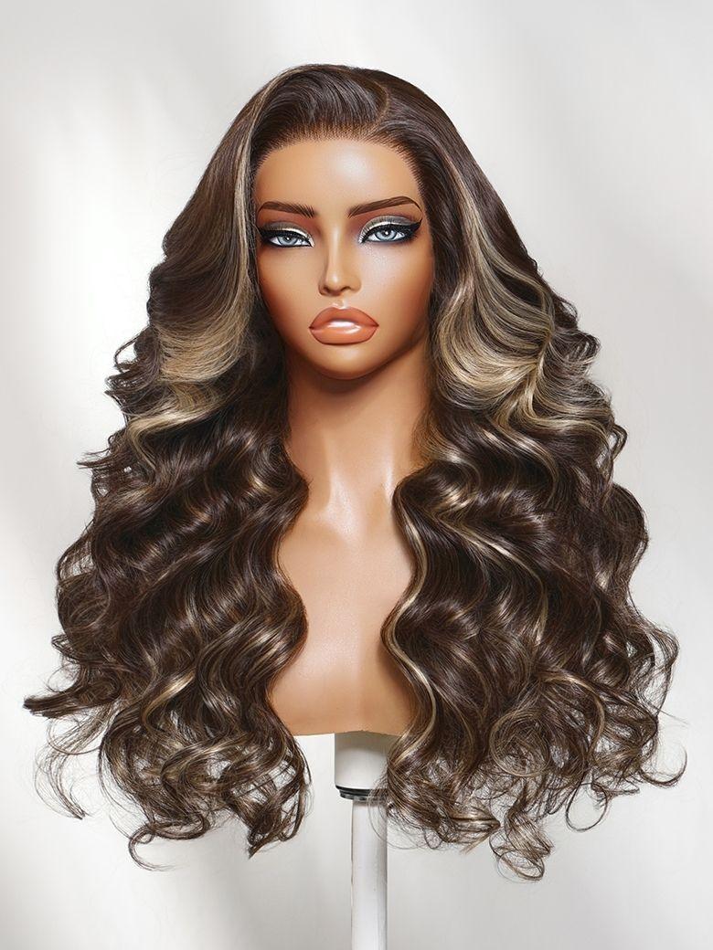 UNice Mocha Brown Blonde Balayage Body Wave Wig Bye-Bye Slip™ 7×5 Lace Closure Glueless Glam-Ready Soft Waves Natural Color Blend