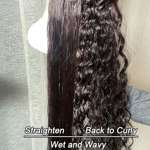 Outlet | Wet And Wavy | Water Wave 4x4 Closure Lace Glueless Mid Part Long Wig