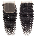 4x4 Transparent Lace Closure Deep Wave Human Hair Closure Natural Black Hair Top Swiss Lace
