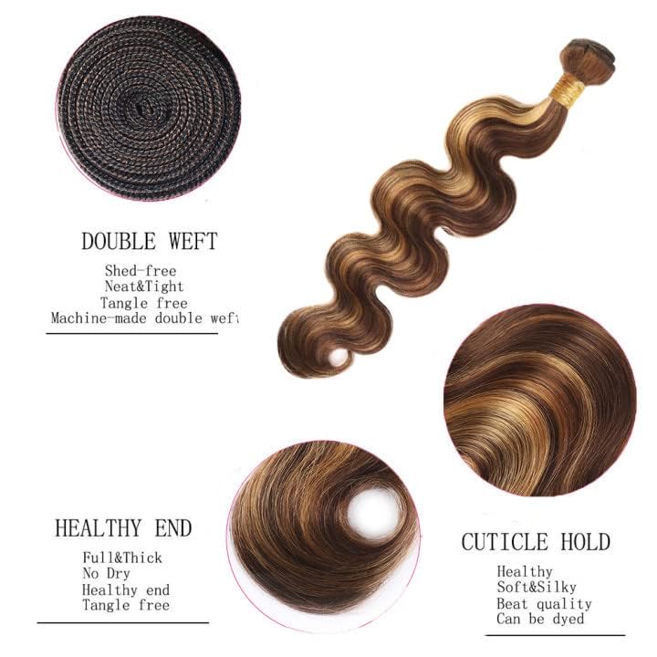 Body Wave Bundles Human Hair Highlight Blonde Body Wave 3 Bundles Brazilian Human Hair Extensions