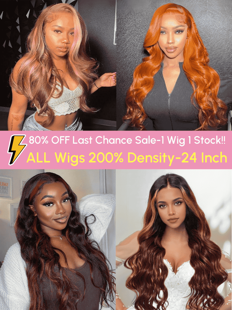 The UNice 24 Inch 200% Density 13x4 Pre-cut Lace Wig Last Chance Sale wig-1 Wig 1Stock image highlights 80%OFF LastChanceSale-1Wig 1 Stock!!, ALL Wigs 200% Density-24.