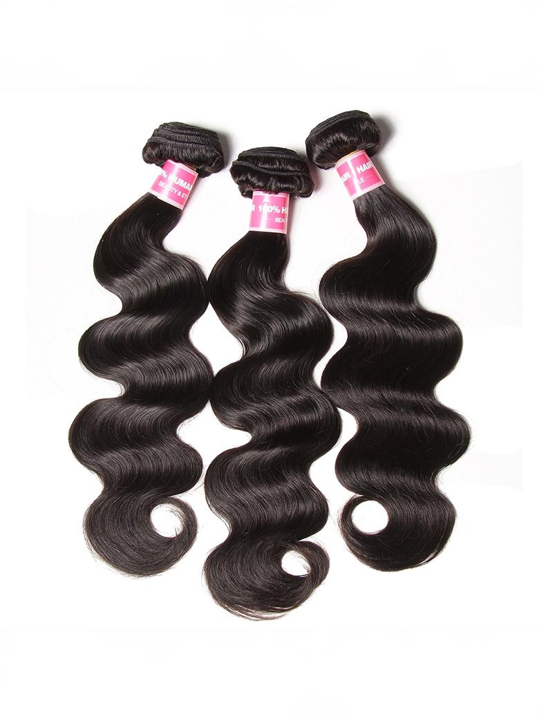The UNice Hair Peruvian Body Wave HD Lace Closure With 3pcs Human Hair Weave product image shows body wave hair bundles and body wave texture, lace finish.