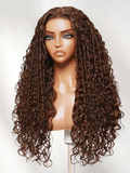 The UNice Bye Bye Slip 7x5 Lace Glueless Auburn/Red Brown Type 3/4-Inspired wig image highlights AU, a wig with long curly hair and 7x5, glueless wear, lace finish.