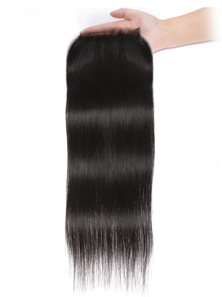 The UNice 5x5 HD Lace Free Part Human Hair Straight Lace Closure product image shows brazilian straight hair and straight texture, 5x5, lace finish.