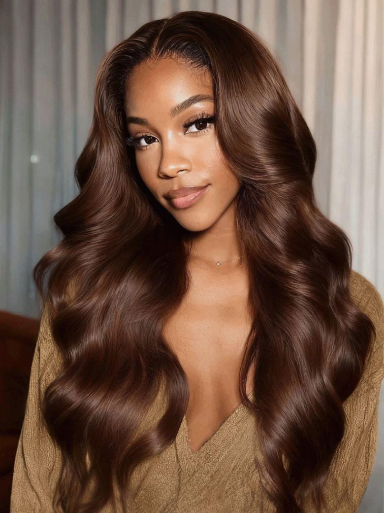 UNice 13x4 Pre-Everything™ Lace Frontal Auburn Brown Loose Wave Wig with Invisi Drawstring & Face Framing Layers 150% Density