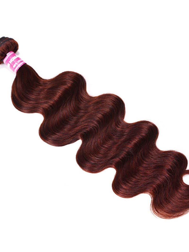 The UNice Reddish Brown Body Wave 1Pc 100% Remy Human Hair Bundle visual image position 3 shows body wave hair extensions | body wave texture, reddish brown.