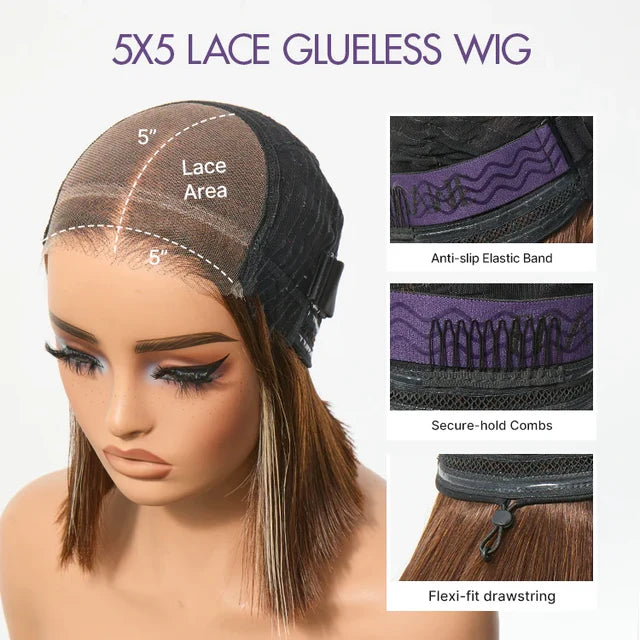Brown Color Straight 5×5/13x4 Transparent Lace Bob Wig Human Hair
