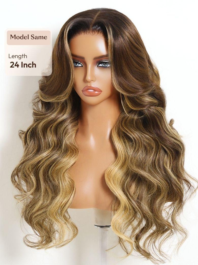 UNice Honey Blonde Highlights Loose Wave with Face-Framing Layers Bye-Bye Slip™ 7x5 Lace Closure Glueless Ready-to-Go Wig for Beginners