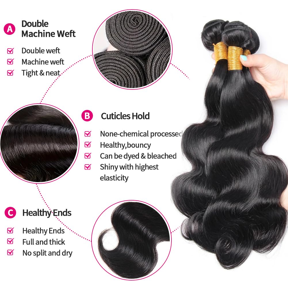 10A Brazilian Hair Body Wave 100% Virgin Human Hair Bundles Hair Extensions