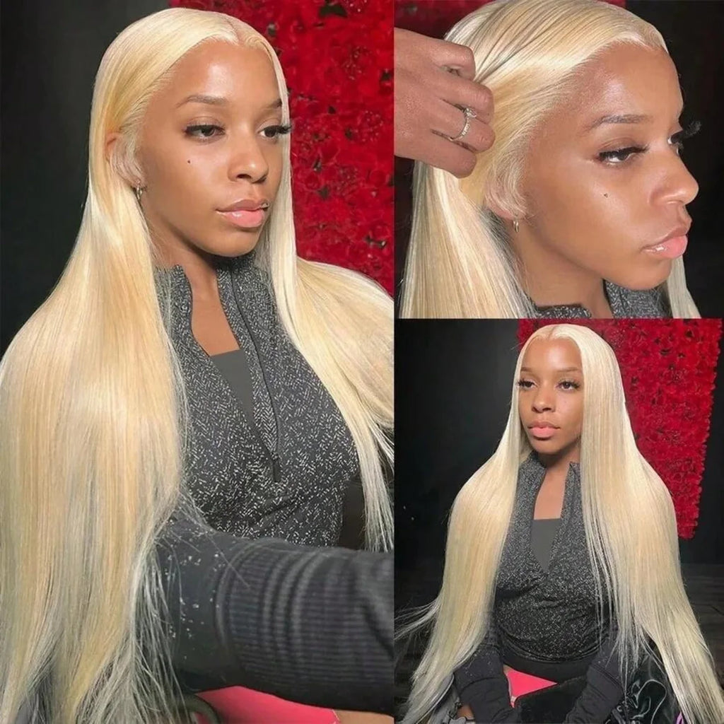 613 Blonde Straight 13x4 Lace Front Human Hair Wigs Pre Plucked