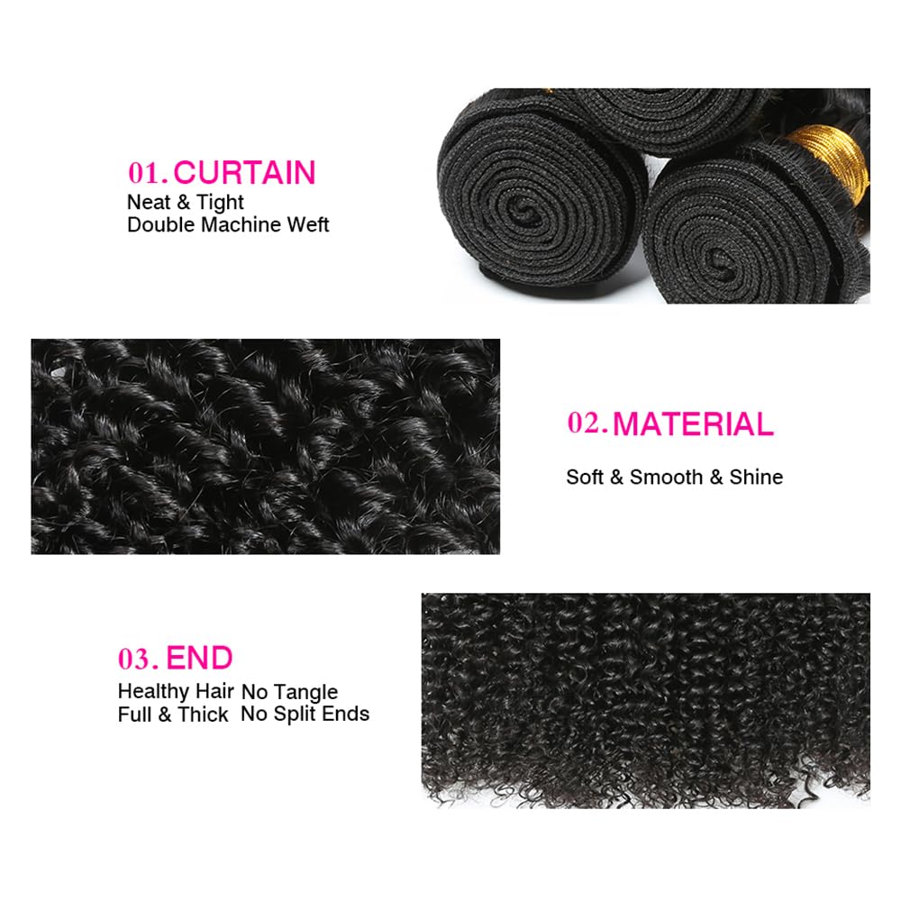 Brazilian Hair 3pcs Kinky Curly 100% Virgin Human Hair Bundles 10A