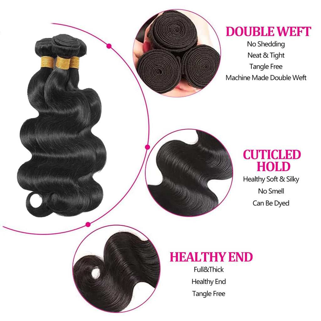Brazilian Hair 3pcs Body Wave 100% Virgin Human Hair Bundles 10A