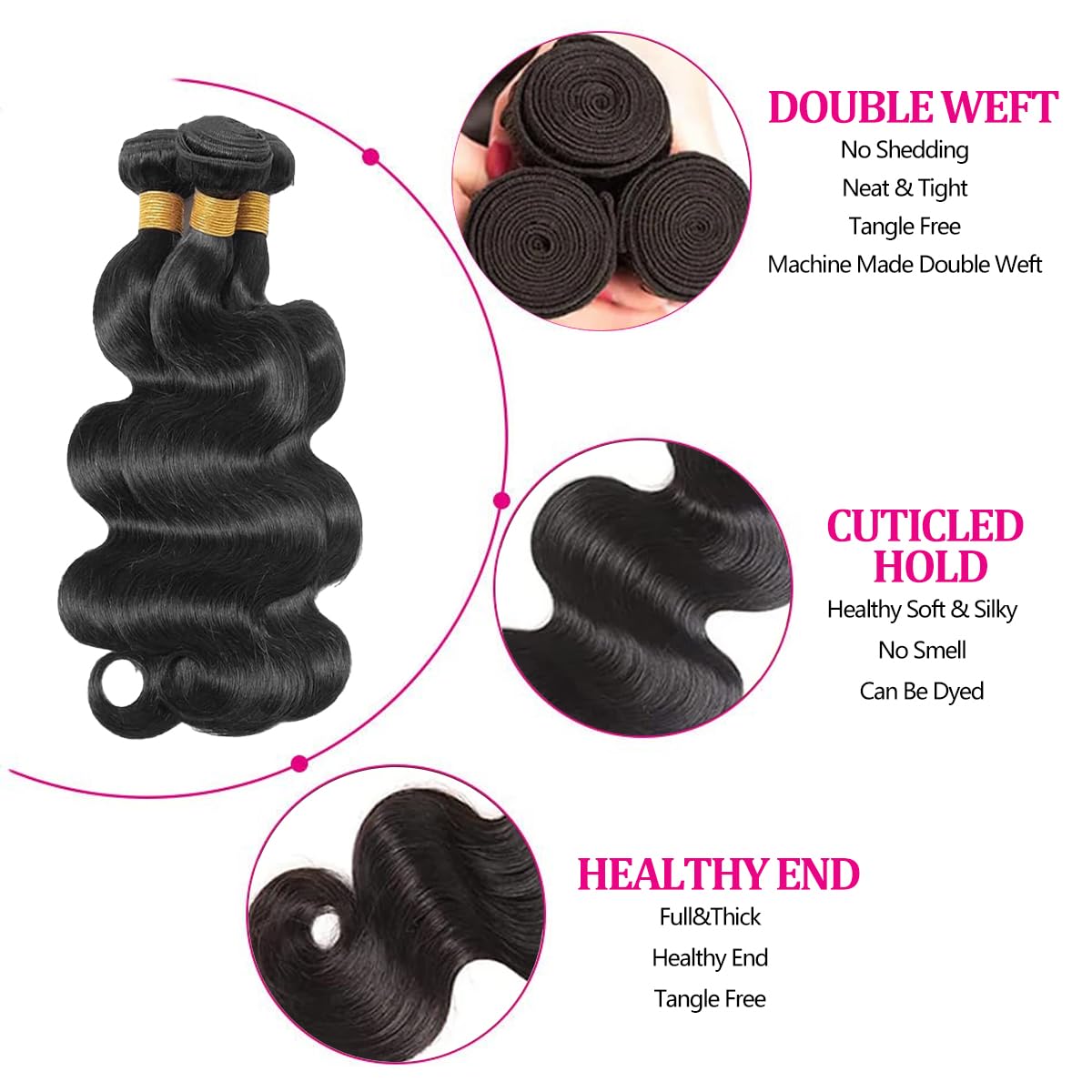 Brazilian Hair 3pcs Body Wave 100% Virgin Human Hair Bundles 10A
