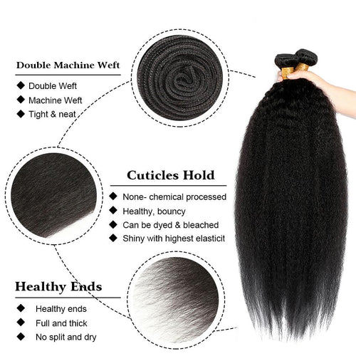 1/2 Bundles Kinky Straight Brazilian Hair Virgin Human Hair Extensions Sew In Weave 10A