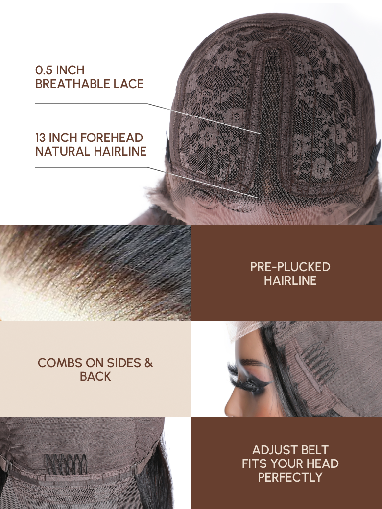 [20"=$99] 13x5 Lace Frontal T Part Lace Kinky Straight Wig Perfect Color For Deeper Skin-Tones