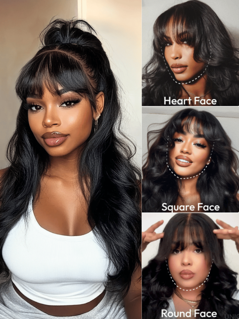 A model displays the UNice Easy Wear 13x4 Pre-Everything Lace Frontal Pull And Go Black Fluffy Natural, showing a model with long hair and a white top and loose wave.