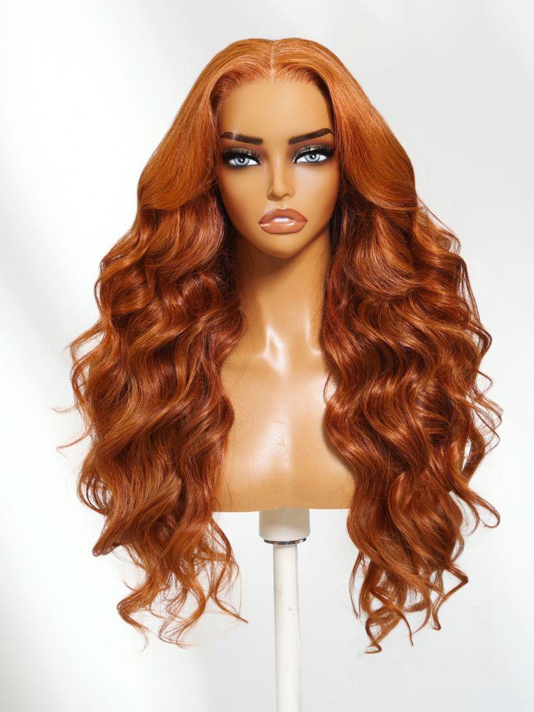 13x4 Pre-Everything™ Lace Frontal Burnt Orange Ombre Body Wave Ginger Color Drawstring Glueless Wig