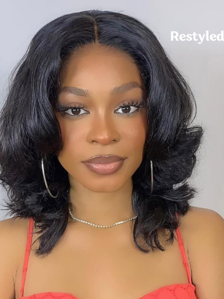 A model displays the UNice Invisi Drawstring 7x5 Put On And Go Lace Summer Style Glueless Lace Bleached wig, showing a woman wearing a red bra bra bra bra bra bra bra.