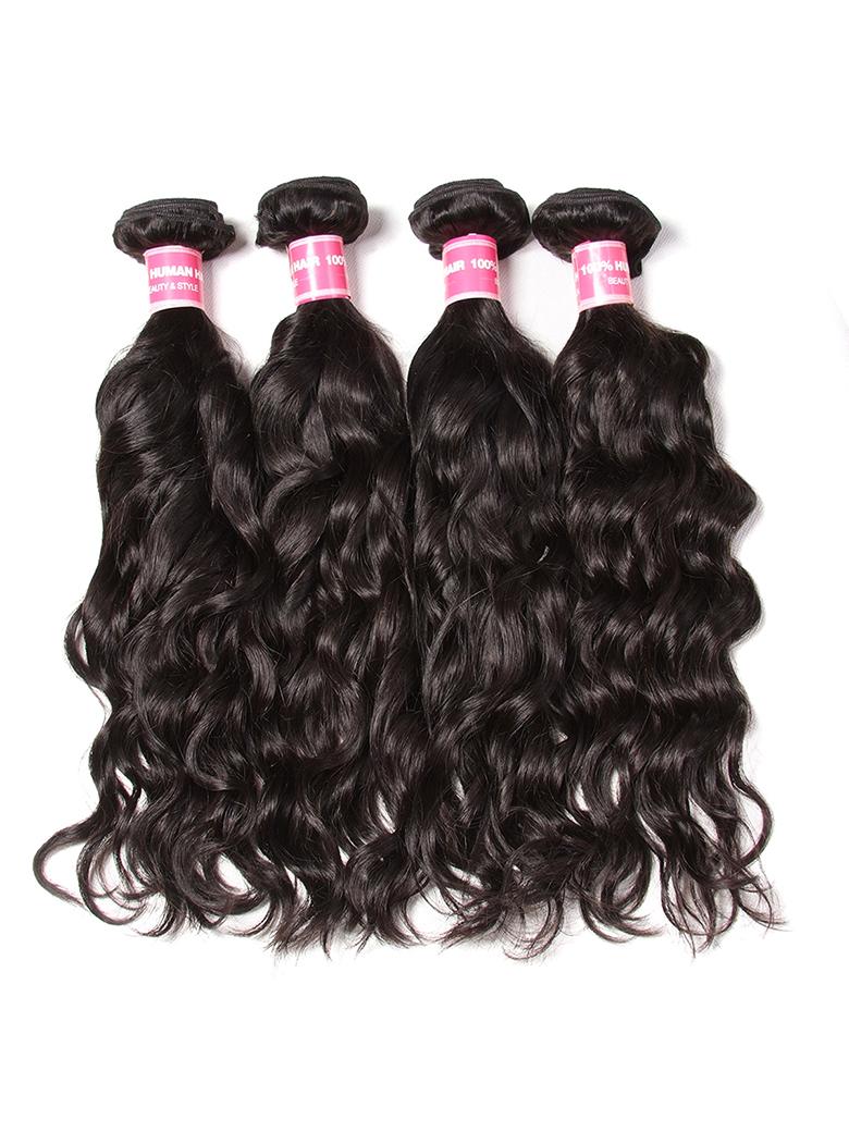The UNice 4Pcs Natural Wave Remy Human Hair Weaves image highlights R100%, TY&STYU and 3.