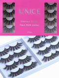 The UNice 8 Pairs 3D False Eyelashes Cat Eye Sexy Look Soft Reusable image highlights UNICE, Glamour Edition, Faux Mink Lashes, 8Pairs and mink lashes - mink lashes -.