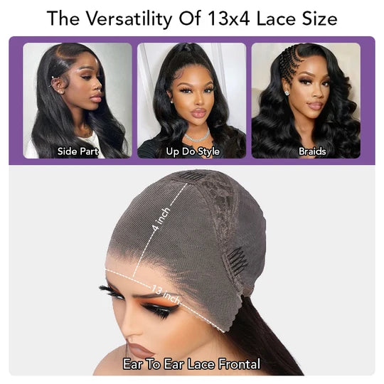 220% Density 13x4 Lace Ear-to-Ear Frontal Straight Wig Invisible Knots Realistic Hairline Large & Small Cap Size