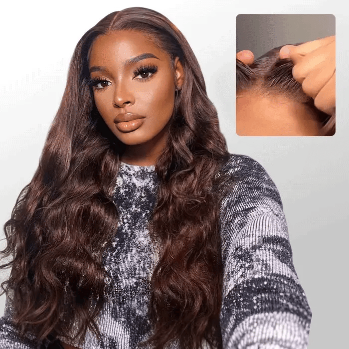 #4 Chocolate Brown 4x4 Glueless Lace Front Wigs Human Hair Wigs For Women Pre Plucked 180% Density