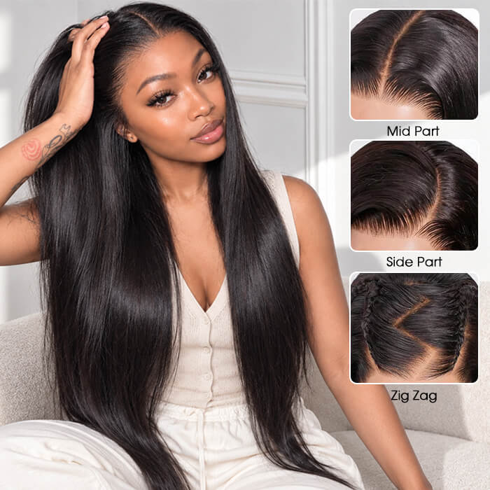 Glueless 5x5 Lace Closure Straight Wigs Human Hair Put On Go Glueless Wigs Human Hair Pre Plucked