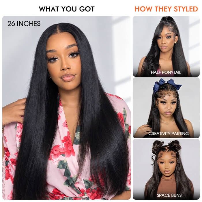 Glueless 5x5 Lace Closure Straight Wigs Human Hair Put On Go Glueless Wigs Human Hair Pre Plucked