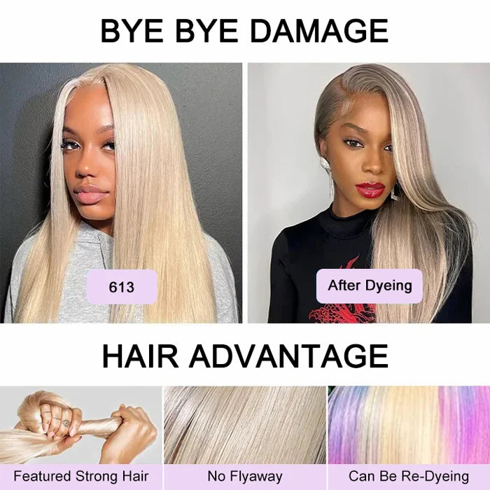 613 Blonde Straight 13x4 Lace Front Human Hair Wigs Pre Plucked