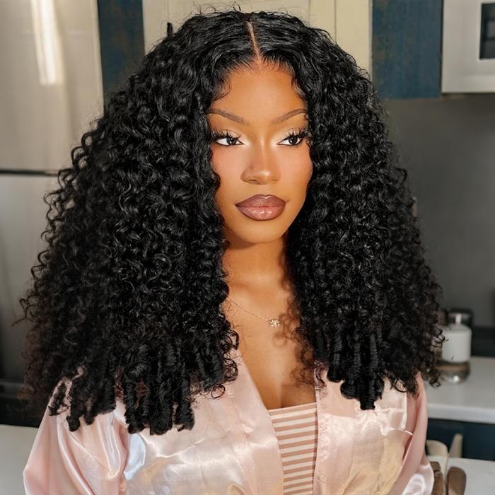 Burmese Curly Glueless Wig Bleached Knots 13x4 Lace Front Wear Go Wig With Flexible Fit Drawstring 220% Density