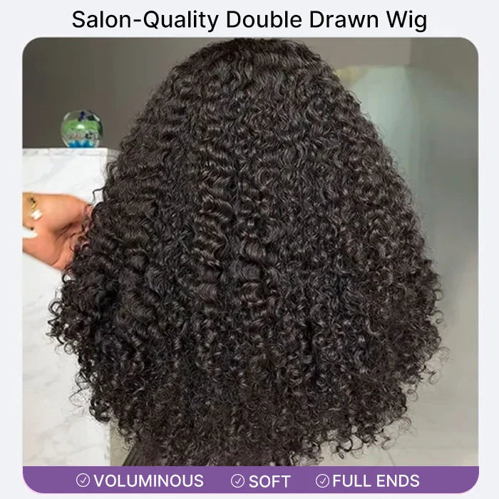 Double Drawn Human Hair Curly Wig Glueless Pre Cut 13x4 Lace Human Hair Pre Everything Wigs Salon-Quality
