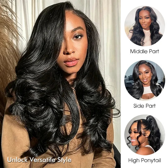 Drawstring 13x6 Loose Body Wave Frontal Wig Lace Human Hair Pre Everything Wigs 180% Density