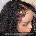 4C Curly Edges Hairline Glueless Curly Lace Front Human Hair Wig With Super Natural Hairline 220% Density