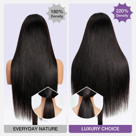 220% Density 13x4 Lace Ear-to-Ear Frontal Straight Wig Invisible Knots Realistic Hairline Large & Small Cap Size
