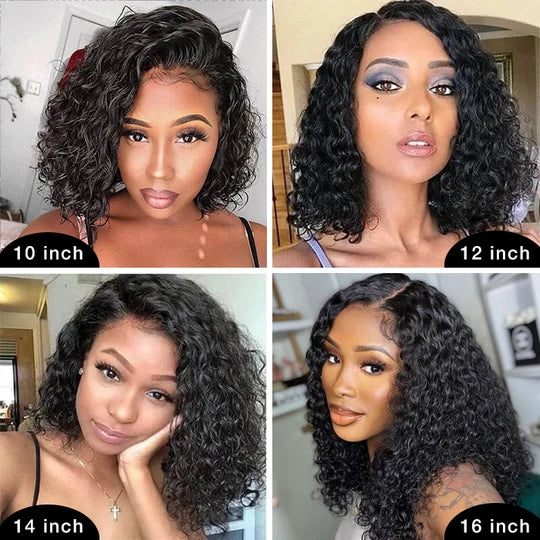 Trendy Short Bob Water Wave 5x5 Lace Glueless Side Part Wig 100% Human Hair Pre-Cut Lace 180% Density